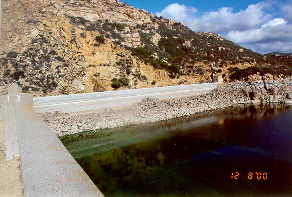 Emergency spillway of Morena Dam, San Diego County, California.