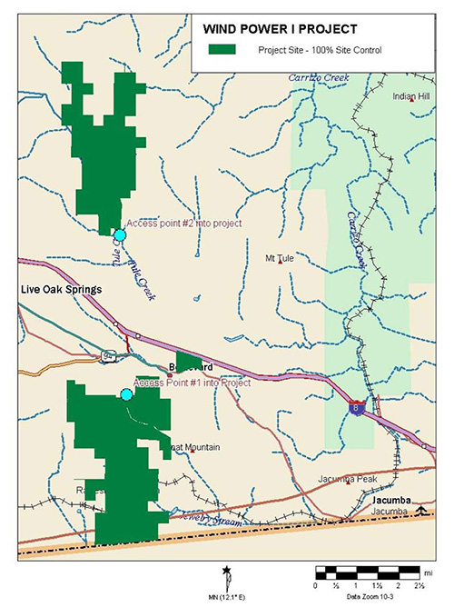 Location of Jewel Valley Wind Project
