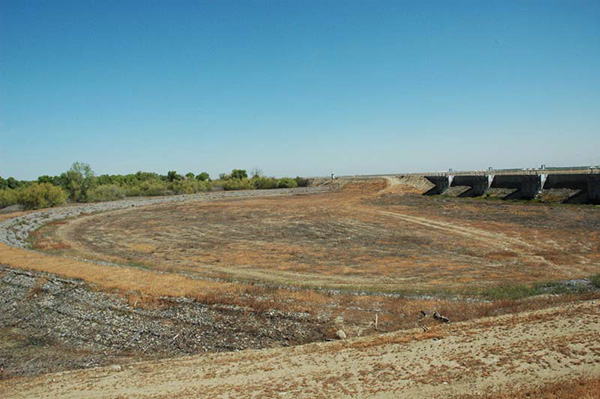 Detention basin at Arroyo Pasajero,near Coalinga, California.