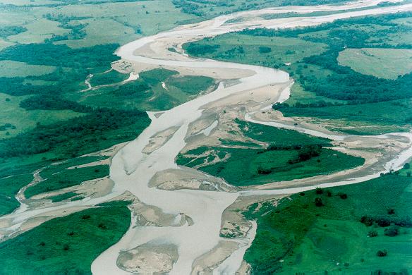 A braided channel: Guatiquia river, Meta department, Colombia