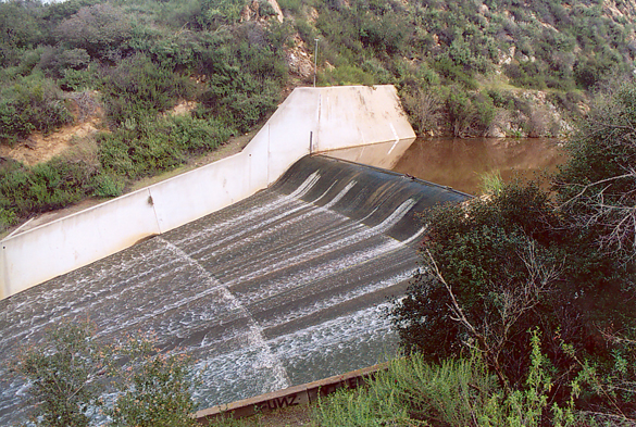 Critical flow over an emergency spillway, Turner reservoir, San Diego County, California 