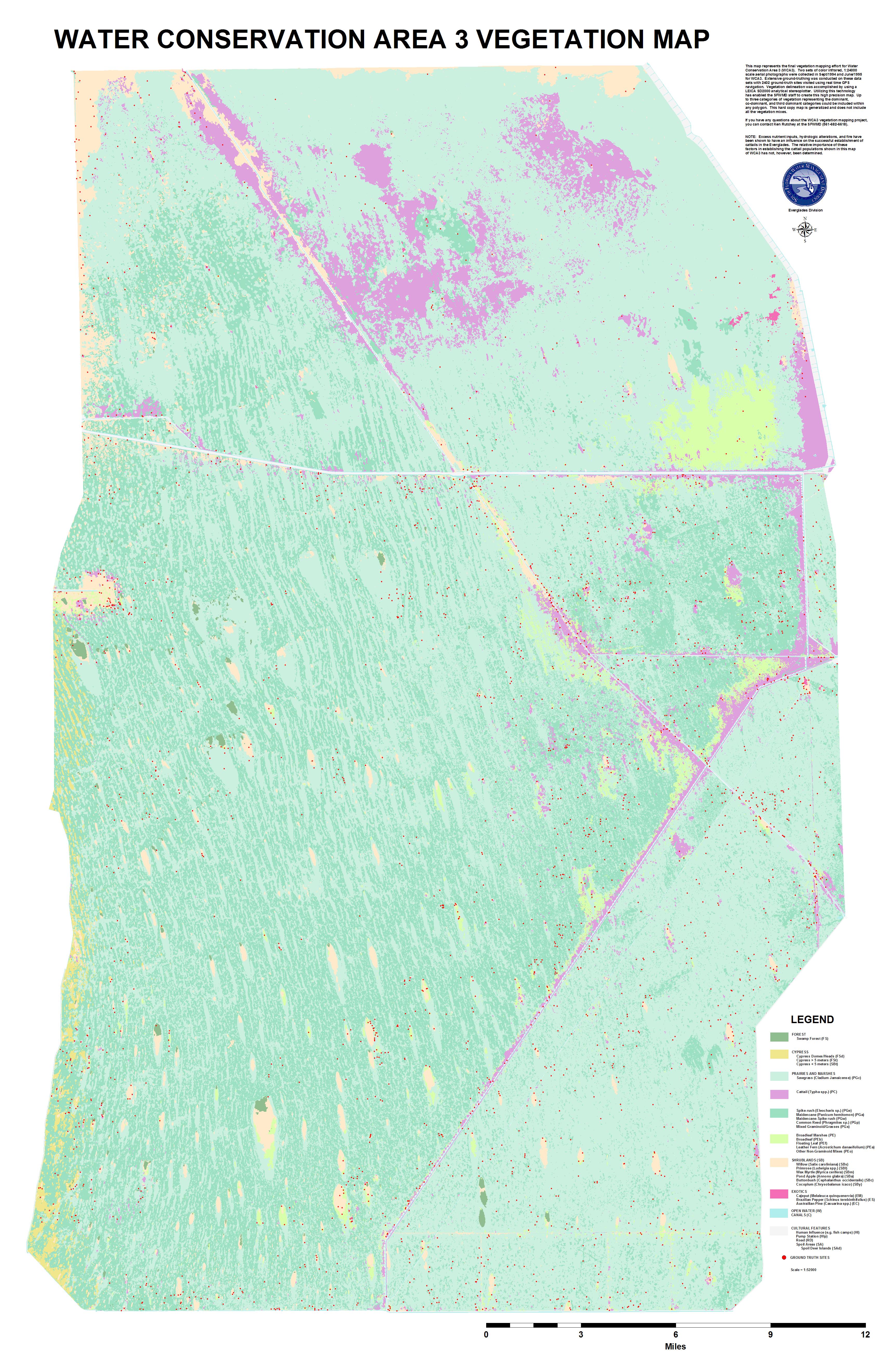Vegetation map of Water Conservation Area 3, Everglades, South Florida (full scale)