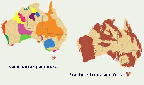 Spatial distribution of sedimentary y fractured rock aquifers in Australia