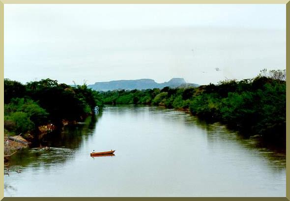 The Miranda river, one of six principal tributaries of the Paraguay river, at Miranda, Mato Grosso do Sul