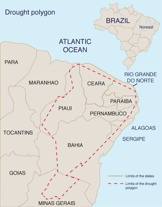 Limits of drought polygon in the semiarid Brazilian Northeast 