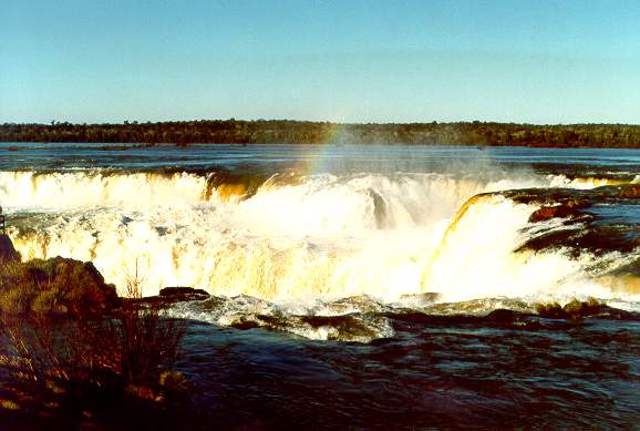 Devil's Throat at Iguazu Falls, on the border between Argentina and Brazil. The Iguazu river is a major tributary of the Parana river.  