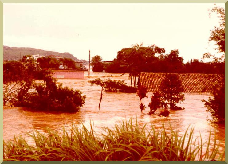 Flood stage on the Itajai river, Santa Catarina, Brazil, January 1983.