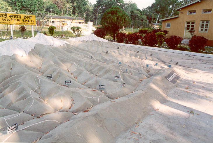 Physical model of the Kosi river basin, near Chatra, Nepal. 