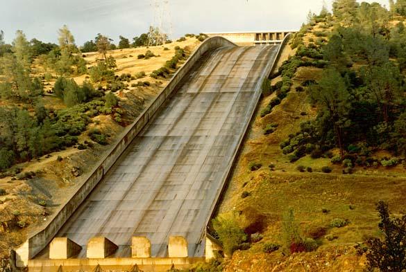 Detail of service spillway at Oroville Dam, northern California.