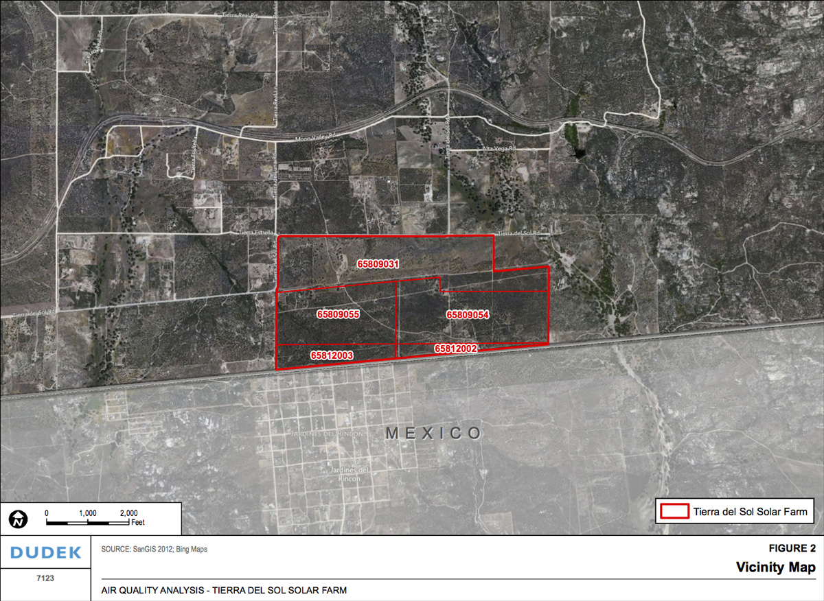 Tierra del Sol Solar Farm vicinity map