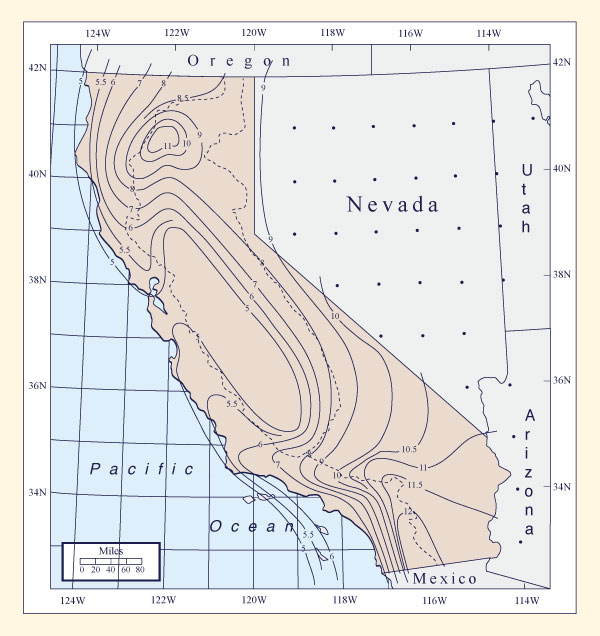 1-h 1-mi<sup>2</sup> local-storm PMP index map for California 