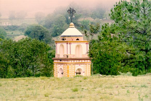 Back view of church at Huamelulpam, near Tlaxiaco, Oaxaca, Mexico.