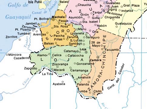 Mean annual precipitation isohyets for the Catacocha-Zamora transect