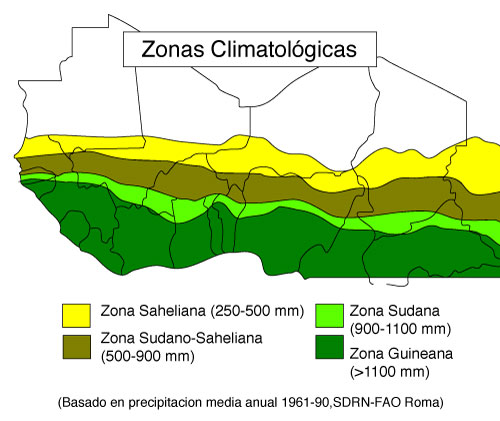 Mean annual precipitation in the Sahel, North Africa