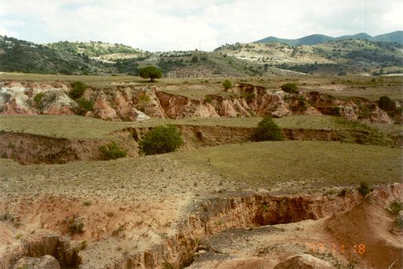 
Highly dissected hill in the Mixteca Alta, Oaxaca, Mexico (1999).