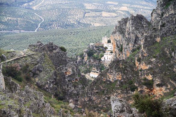 View of Zuheros, from the Sierra Subbtica, Andaluca, Spain