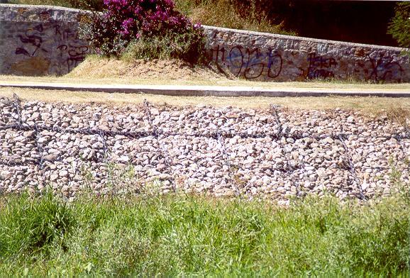 Detail of gabions on the right bank