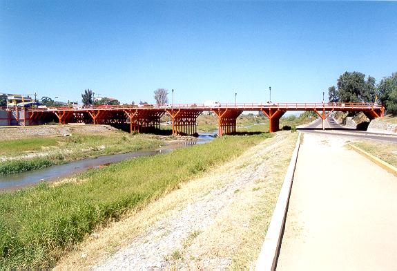 View of the bridge located at the upstream end of the project.