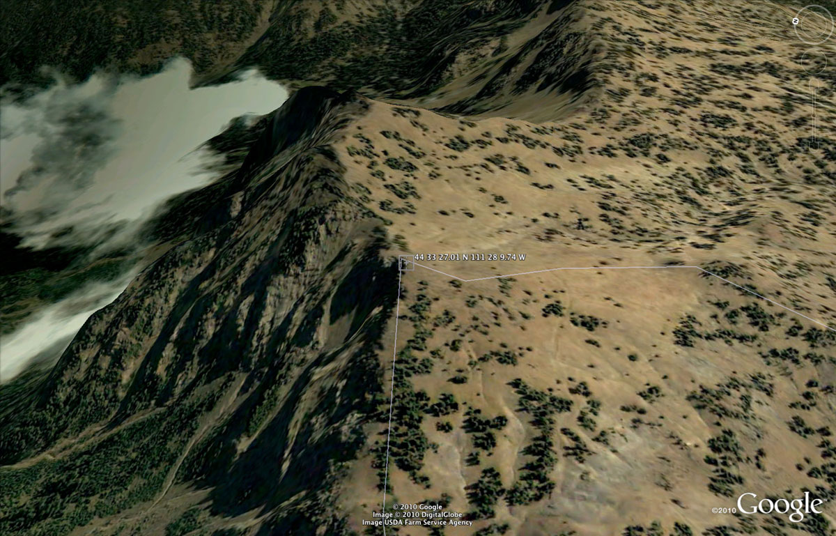 Aerial perspective of the source of the Missouri River, looking toward the northeast, at 44 33' 27.01