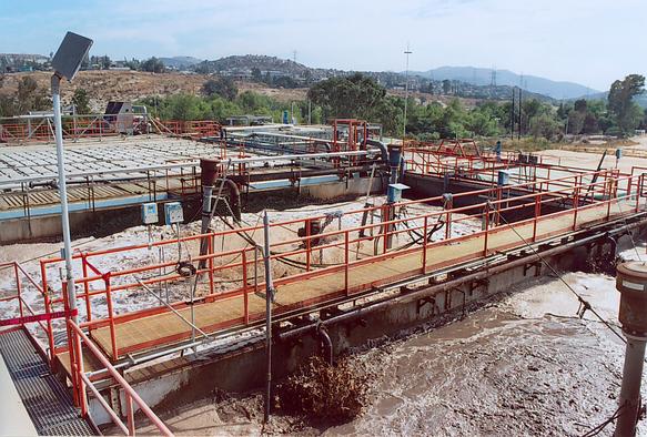 View of PTAR CCM sludge digestors.