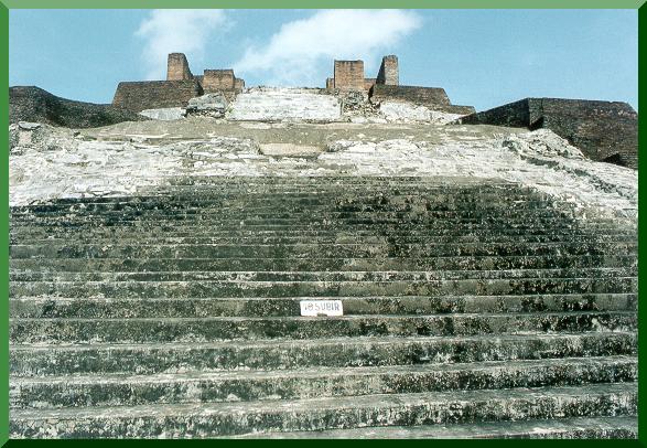Closeup of main pyramid at Comalcalco