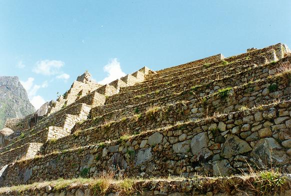 Detail of agricultural terraces at Machu Picchu. 