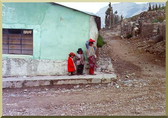 Local kids in a street of Chivay, in the Colca Canyon, Arequipa, Peru.