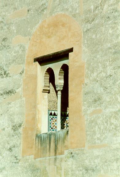 Detail of a window at the Alhambra, Granada, Spain.