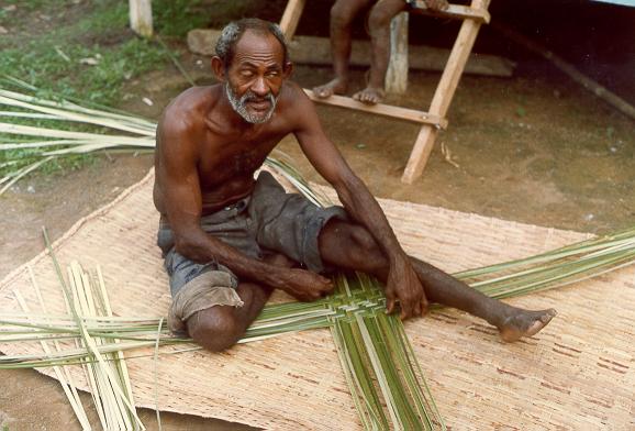 Straw weaver at the hamlet of Curiau, Amapa, Brazil, at the mouth of the Amazon. 