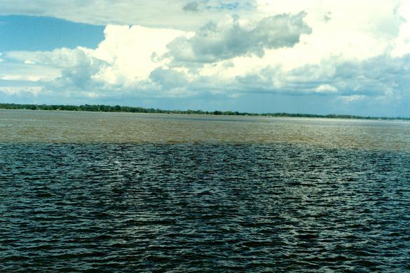 Meeting of the Rio Amazonas with the Rio Negro (foreground), Amazonas, Brazil (1988). 