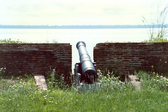 Mouth of the Amazon river, viewed from the northern shore at the Fort, Macapa, Brazil (1989). 