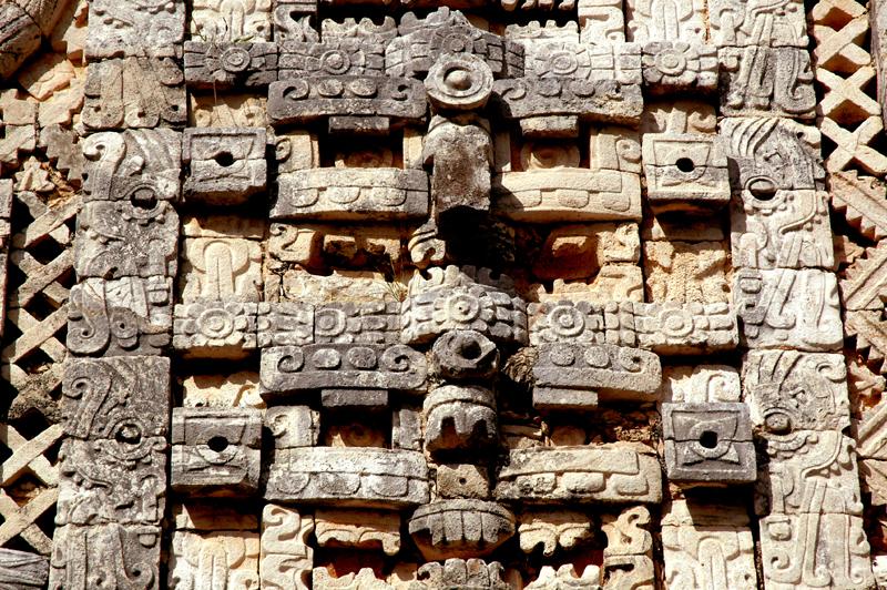 Detail at building at Uxmal, Mexico (2006).