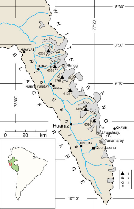 Map of the White Range in Peru