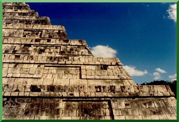 Close view of Chichen Itza pyramid, Yucatan, Mexico. 