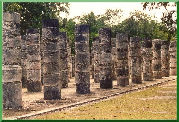 Temple of the Columns at Chichen Itza, Yucatan, Mexico.  