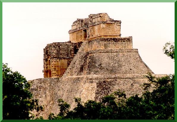 Main pyramid at Maya complex of Uxmal, Yucatan, Mexico.